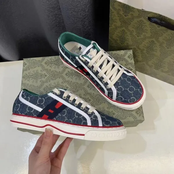 Gucci GG Marmont Denim Sneakers Blue Red White - 1