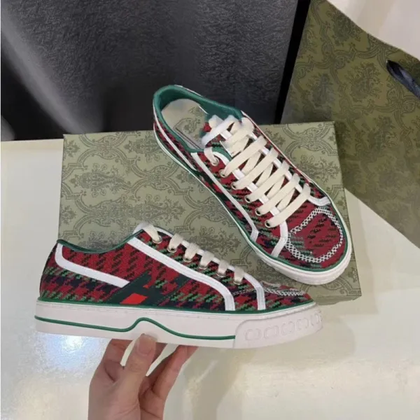 Gucci Ace Tennis Sneakers Red Green Multicolor Canvas Sneakers - 1