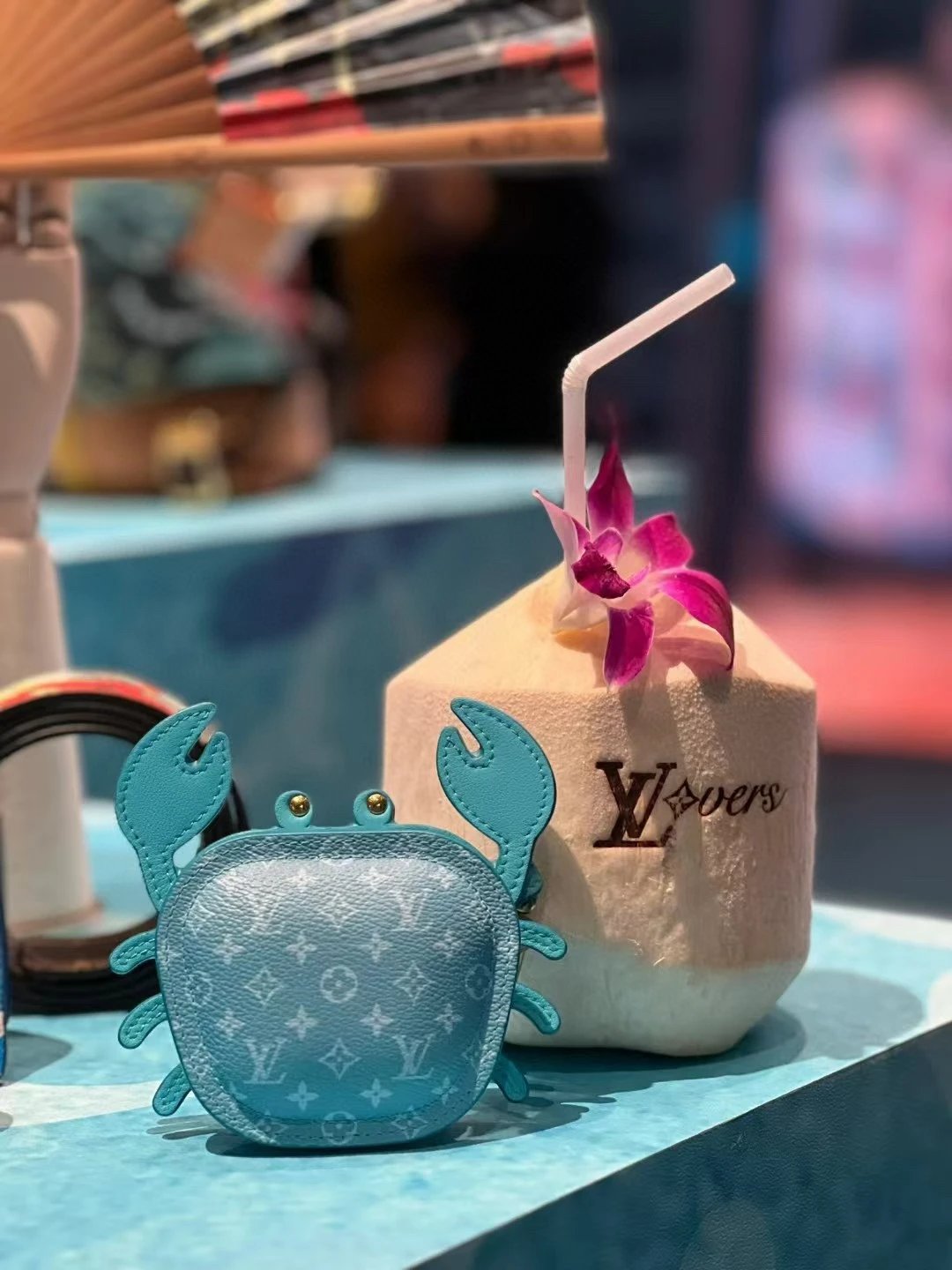Louis Vuitton Crab Charm Sky Blue Monogram Leather Keychain - 14