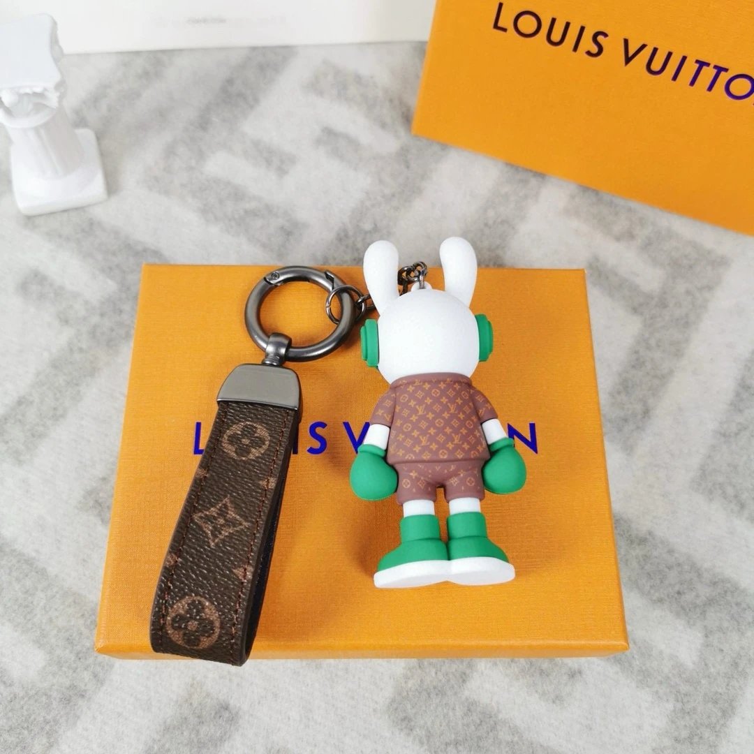 Louis Vuitton Crab Charm Sky Blue Monogram Leather Keychain - 32