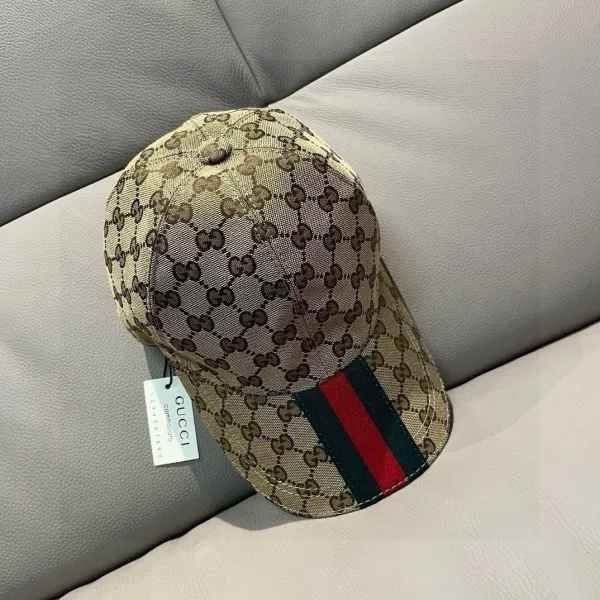 Gucci GG Supreme Baseball Cap Beige Pink Logo Hat - 53