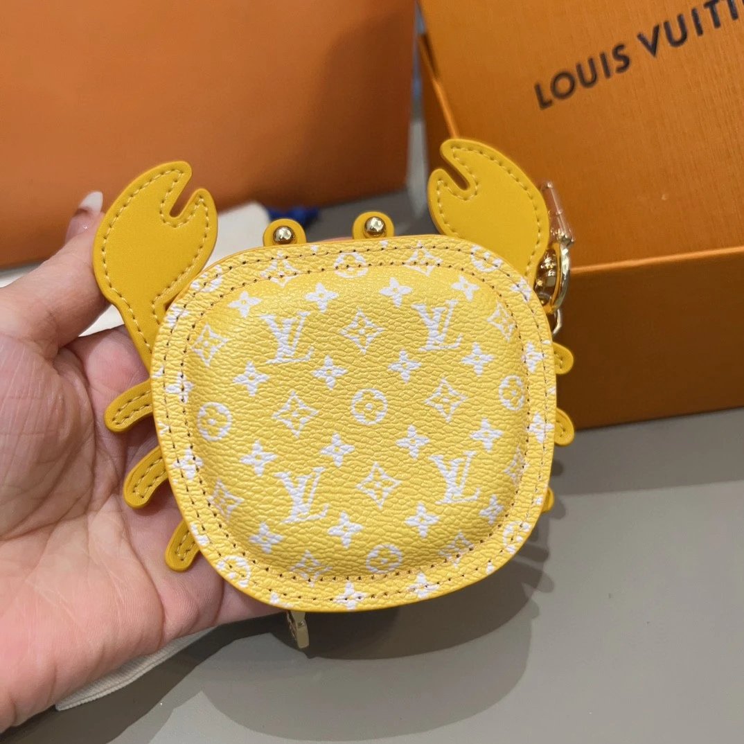 Louis Vuitton Crab Charm Sky Blue Monogram Leather Keychain - 20