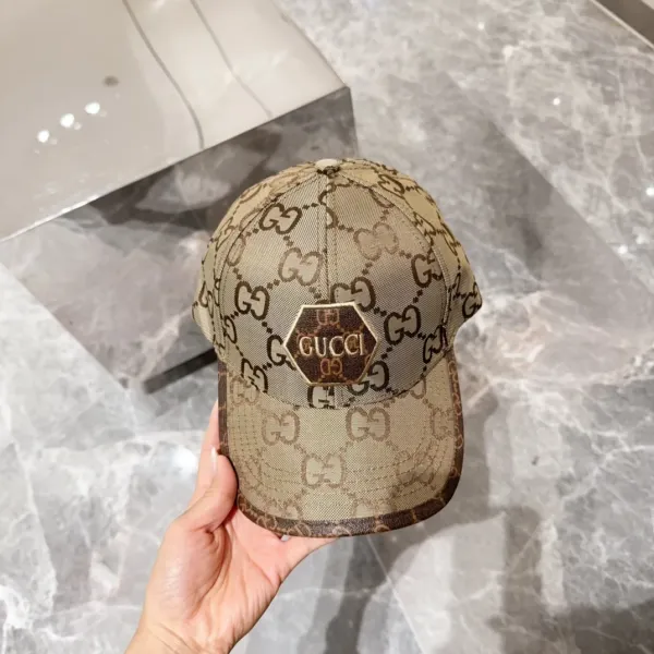 Gucci GG Supreme Baseball Cap Beige Pink Logo Hat - 74
