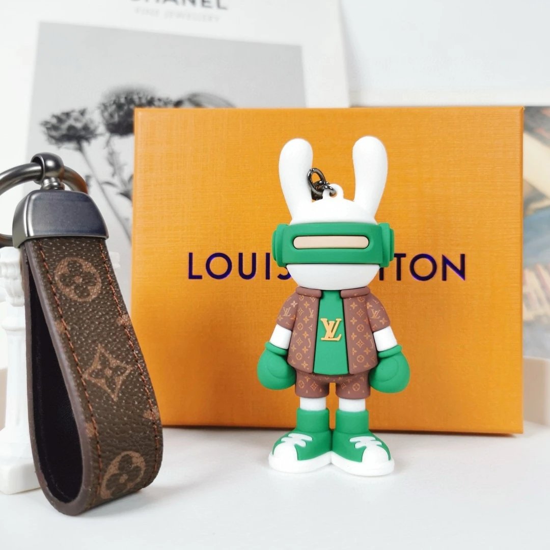 Louis Vuitton Crab Charm Sky Blue Monogram Leather Keychain - 33