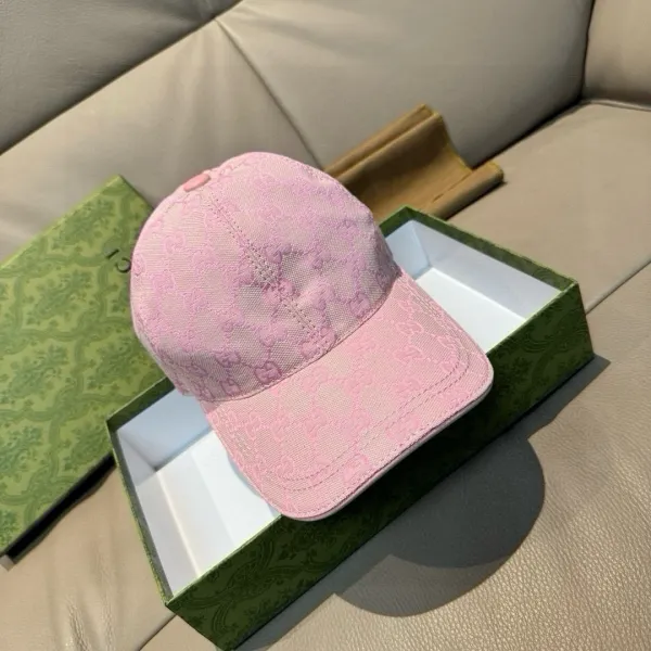 Gucci GG Supreme Baseball Cap Beige Pink Logo Hat - 6