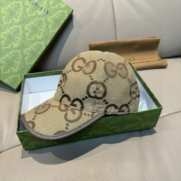 Gucci GG Supreme Baseball Cap Beige Pink Logo Hat - 25