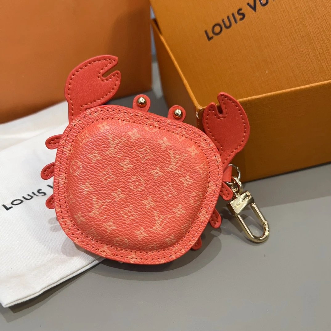 Louis Vuitton Crab Charm Sky Blue Monogram Leather Keychain - 23