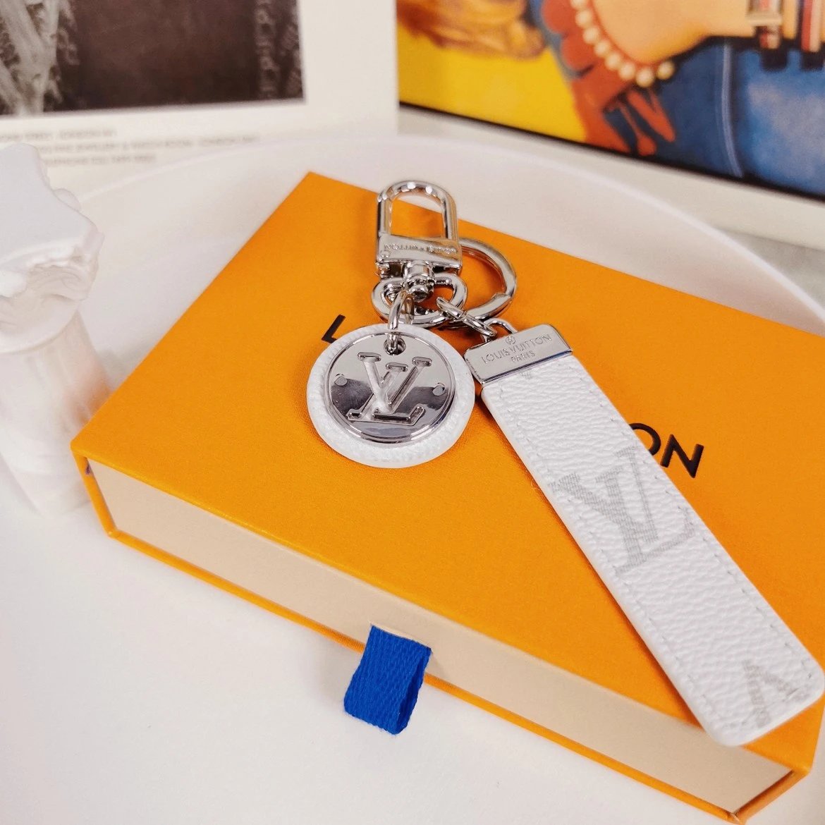 Louis Vuitton Crab Charm Sky Blue Monogram Leather Keychain - 68