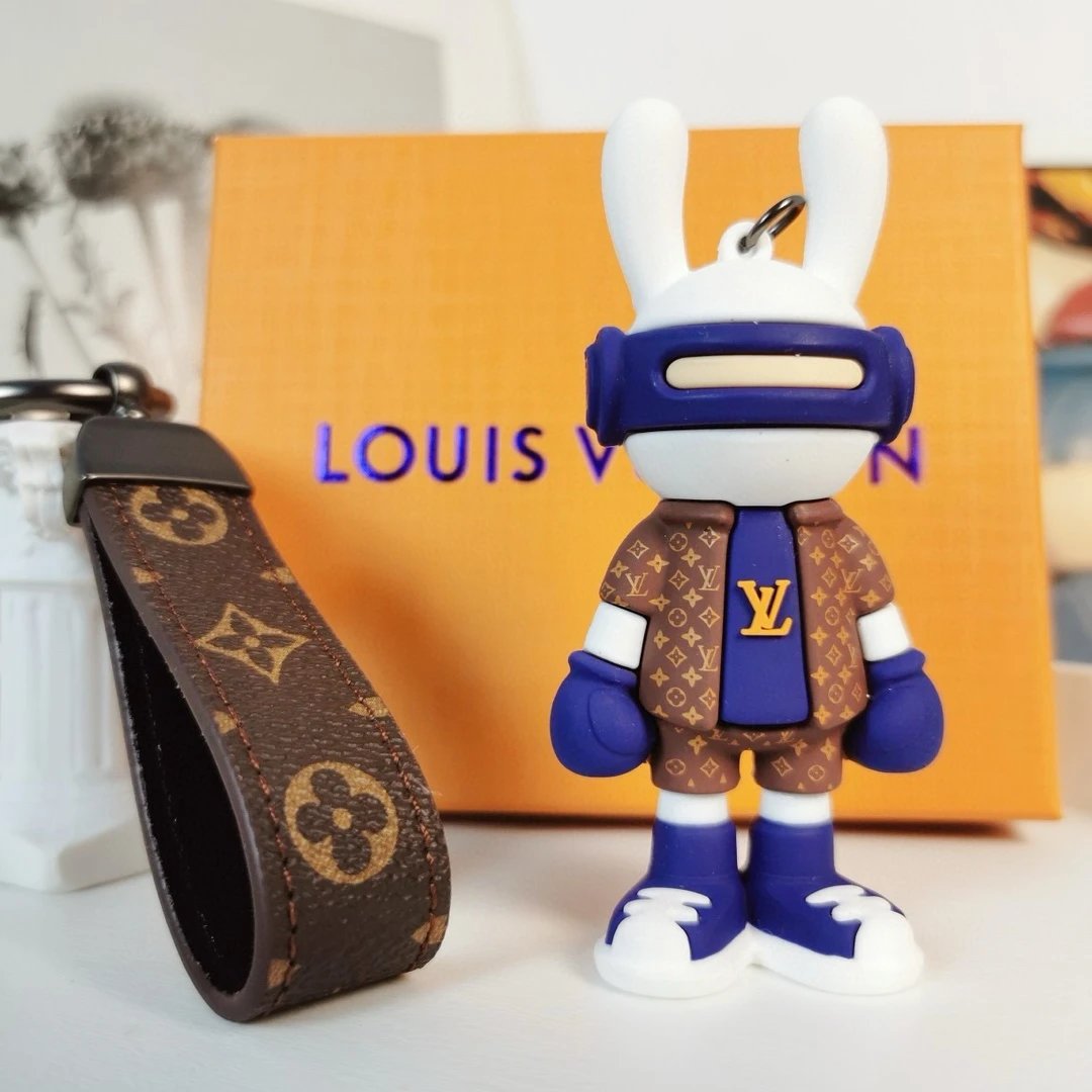 Louis Vuitton Crab Charm Sky Blue Monogram Leather Keychain - 37