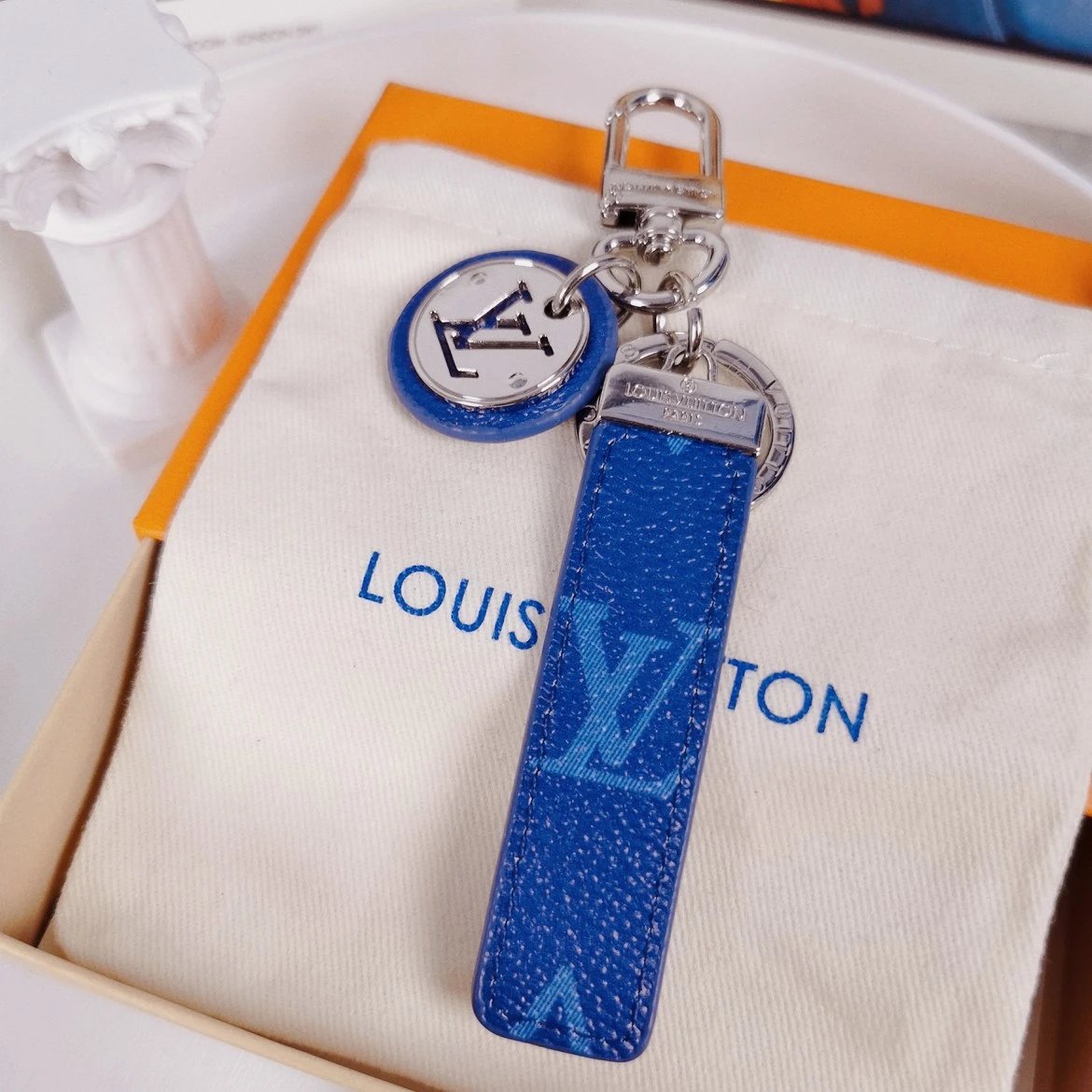 Louis Vuitton Crab Charm Sky Blue Monogram Leather Keychain - 71