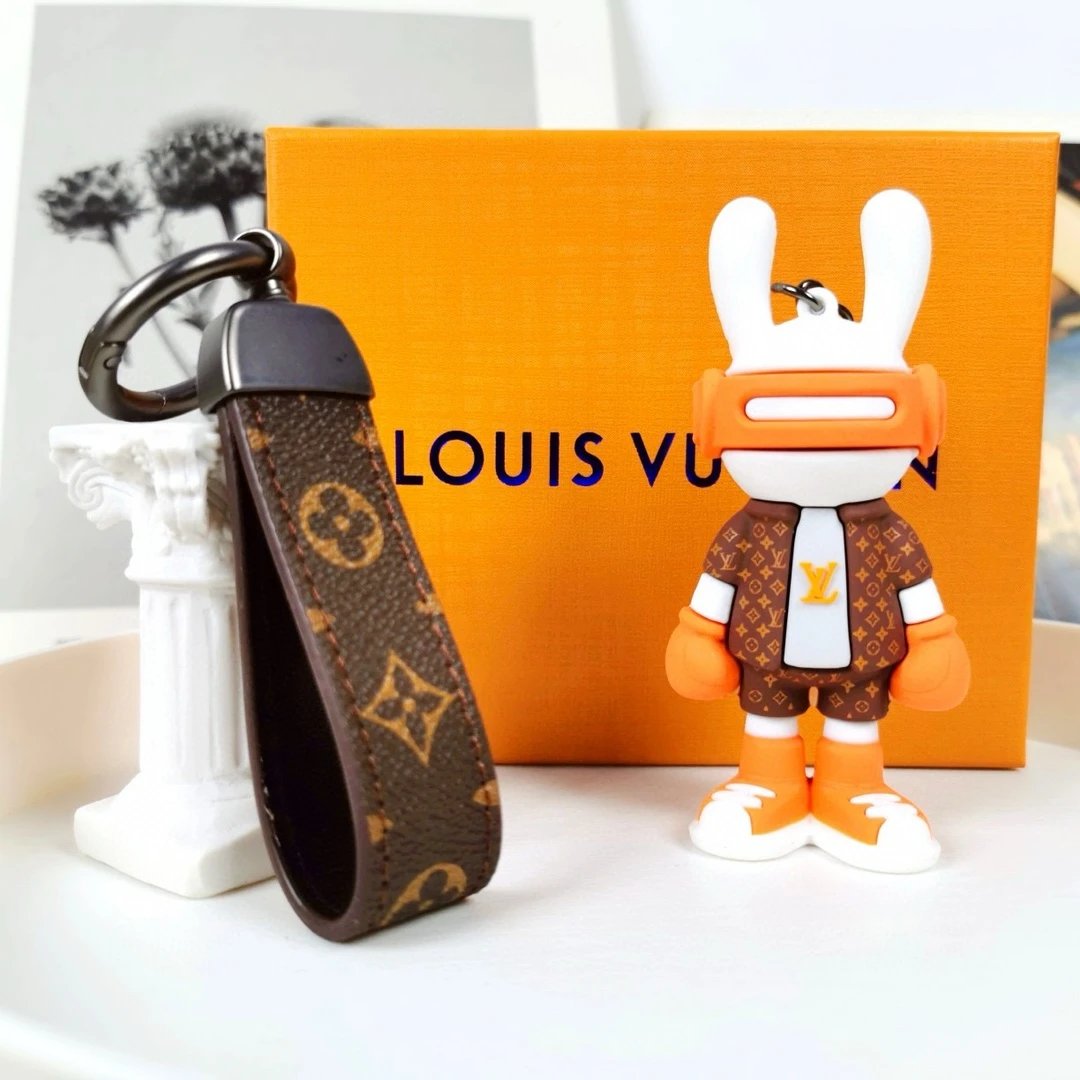 Louis Vuitton Crab Charm Sky Blue Monogram Leather Keychain - 29