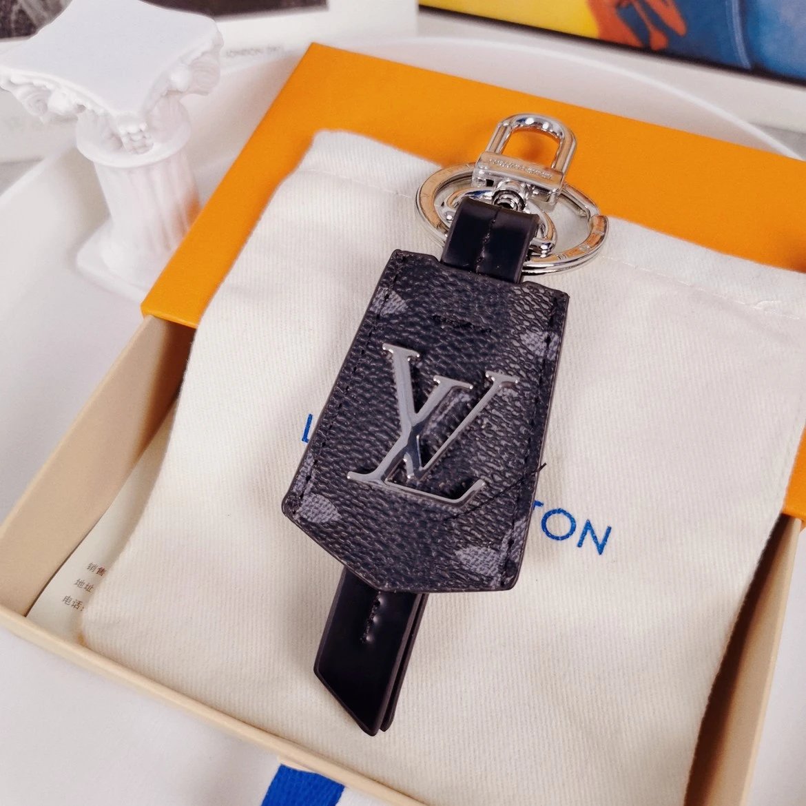 Louis Vuitton Crab Charm Sky Blue Monogram Leather Keychain - 75