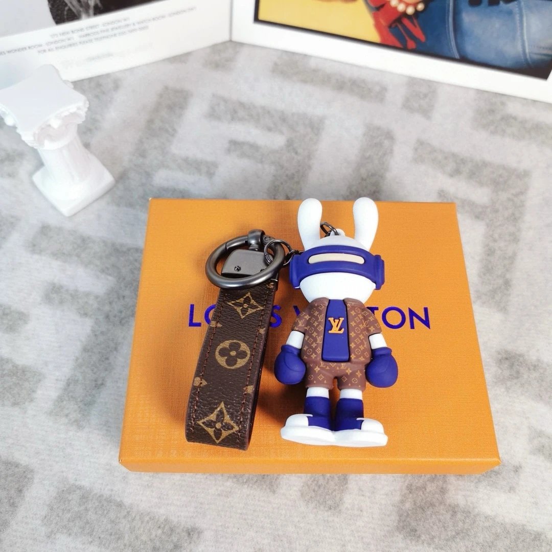 Louis Vuitton Crab Charm Sky Blue Monogram Leather Keychain - 34