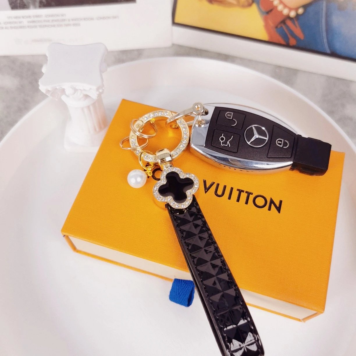 Louis Vuitton Crab Charm Sky Blue Monogram Leather Keychain - 46