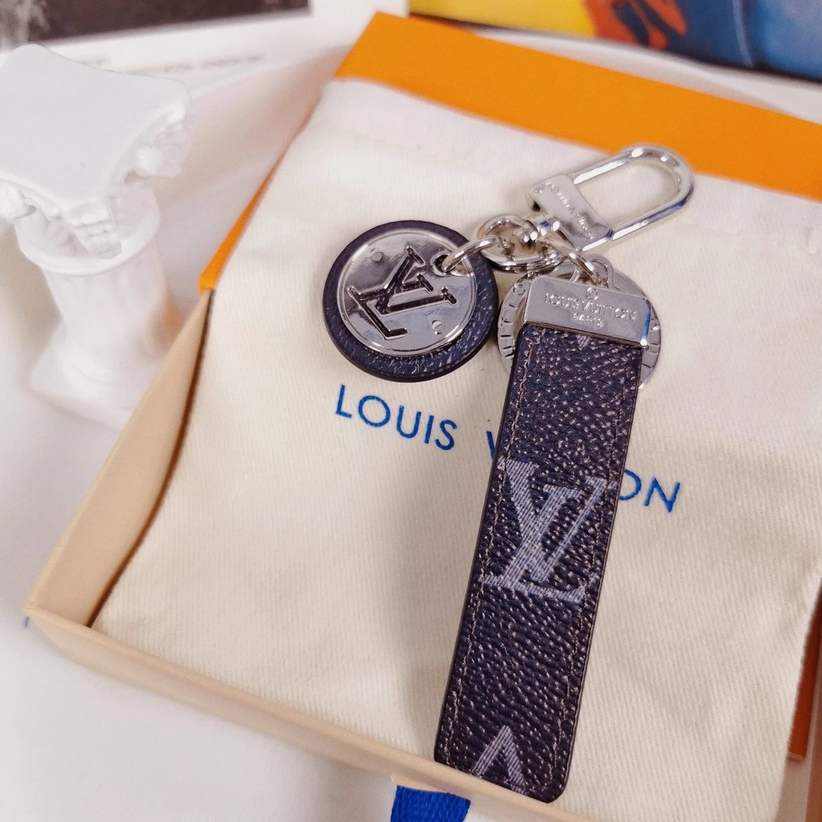 Louis Vuitton Crab Charm Sky Blue Monogram Leather Keychain - 63