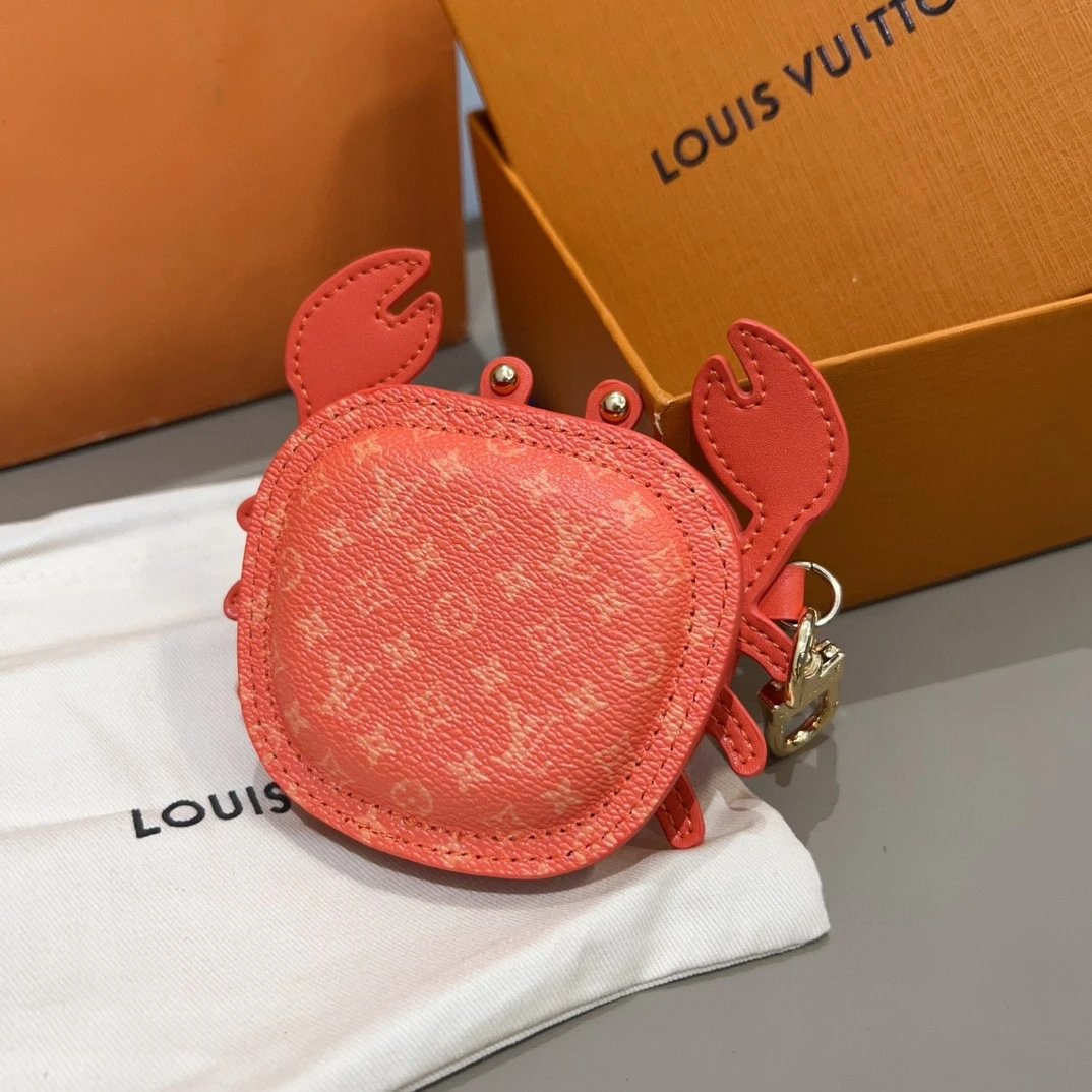 Louis Vuitton Crab Charm Sky Blue Monogram Leather Keychain - 24