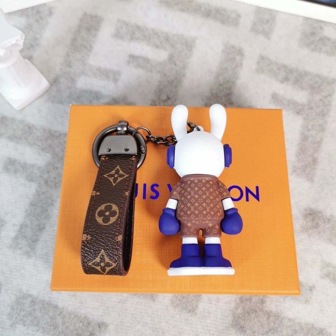 Louis Vuitton Crab Charm Sky Blue Monogram Leather Keychain - 36