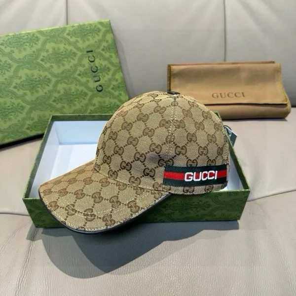 Gucci GG Supreme Baseball Cap Beige Pink Logo Hat - 26