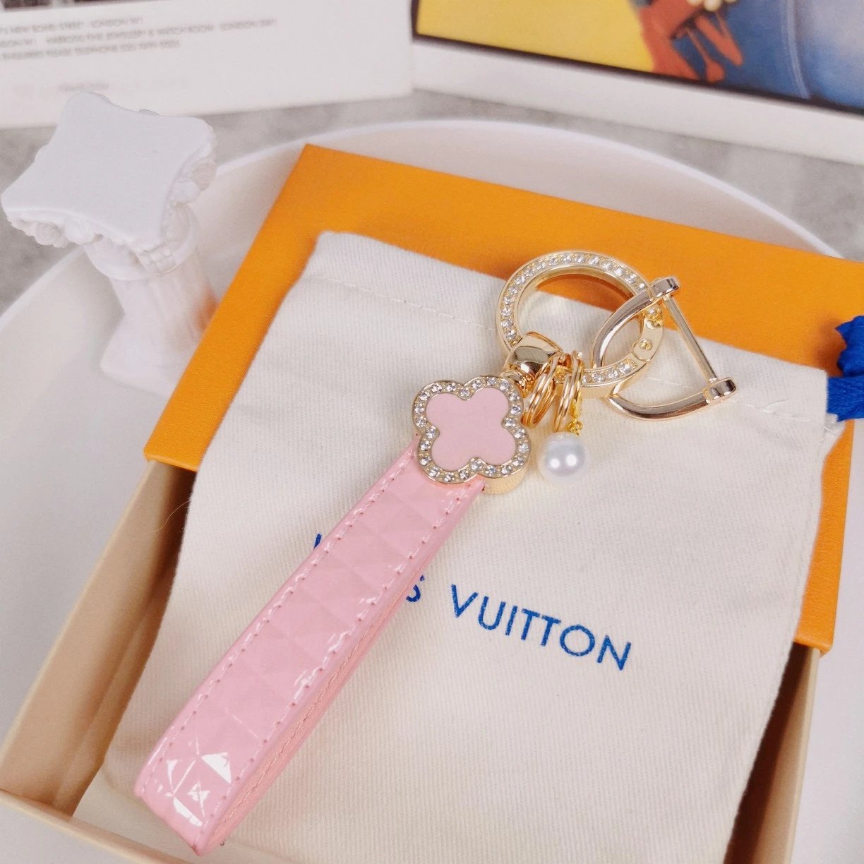 Louis Vuitton Crab Charm Sky Blue Monogram Leather Keychain - 43