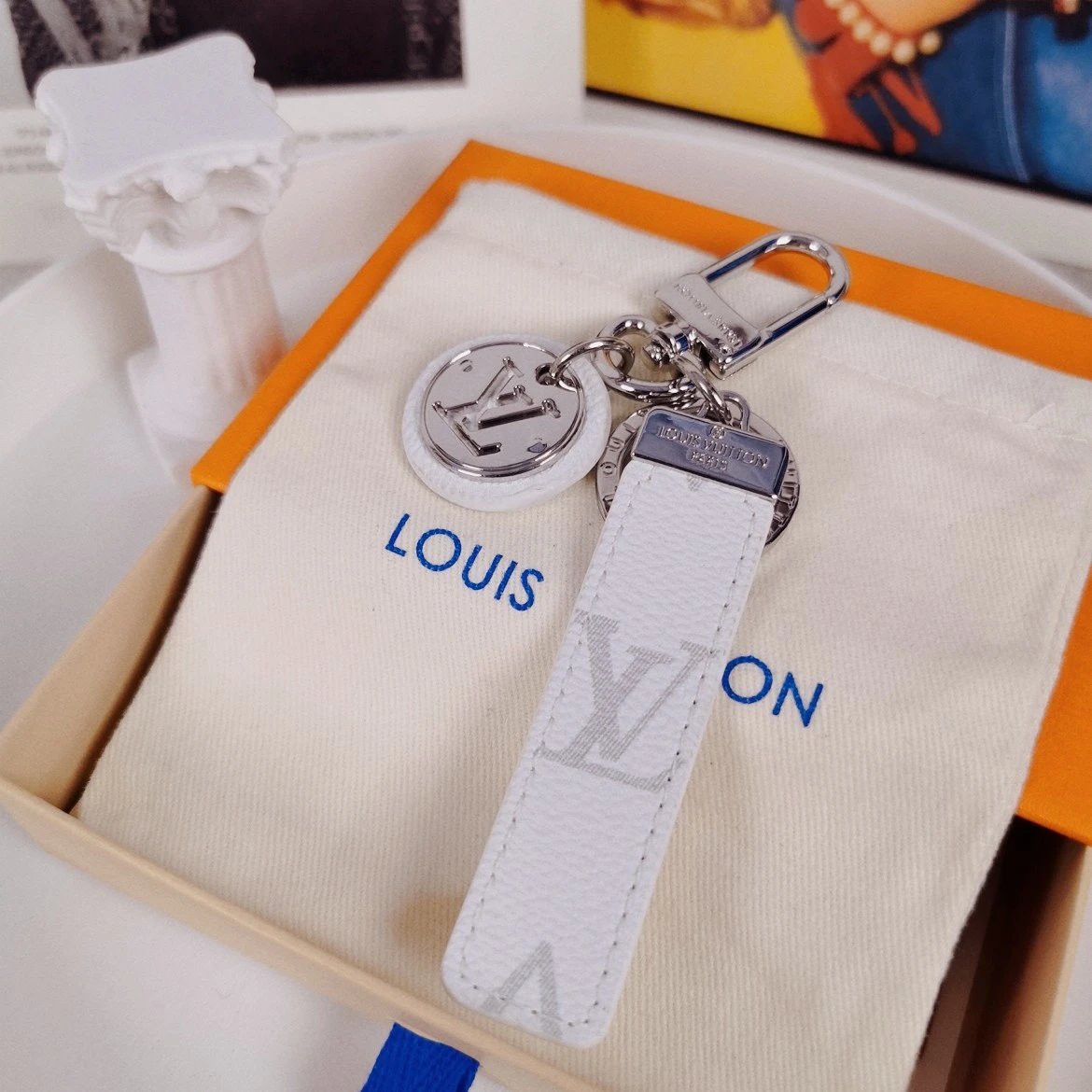 Louis Vuitton Crab Charm Sky Blue Monogram Leather Keychain - 67