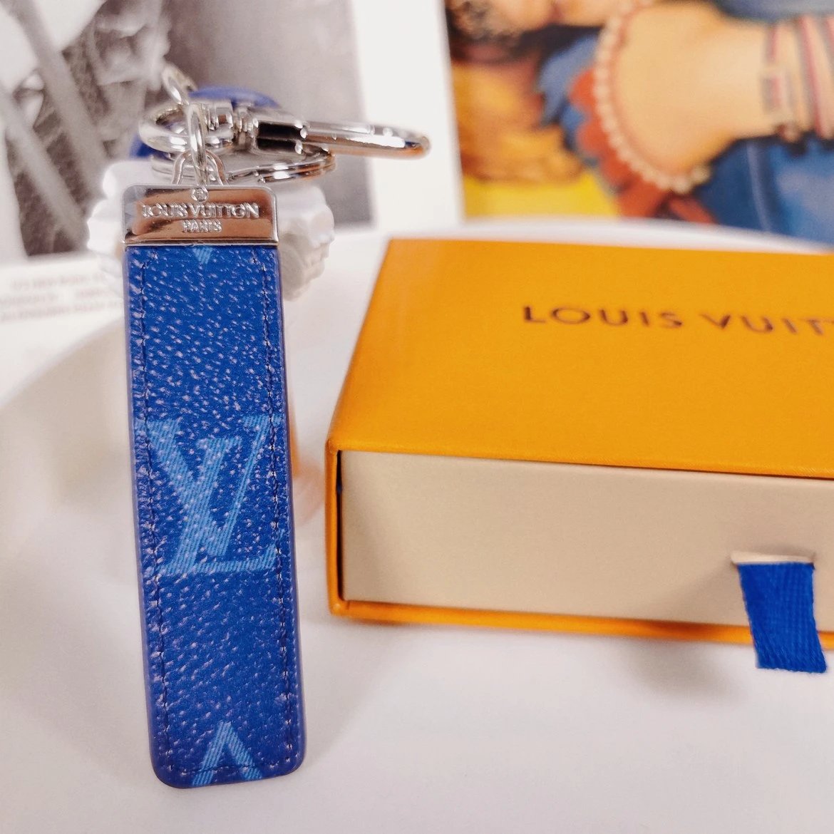 Louis Vuitton Crab Charm Sky Blue Monogram Leather Keychain - 70