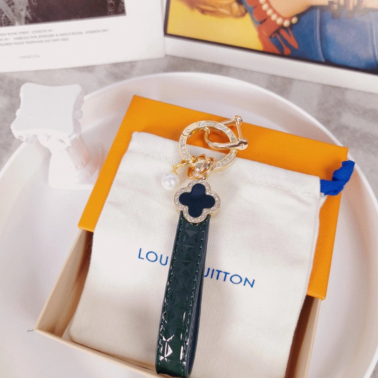 Louis Vuitton Crab Charm Sky Blue Monogram Leather Keychain - 55