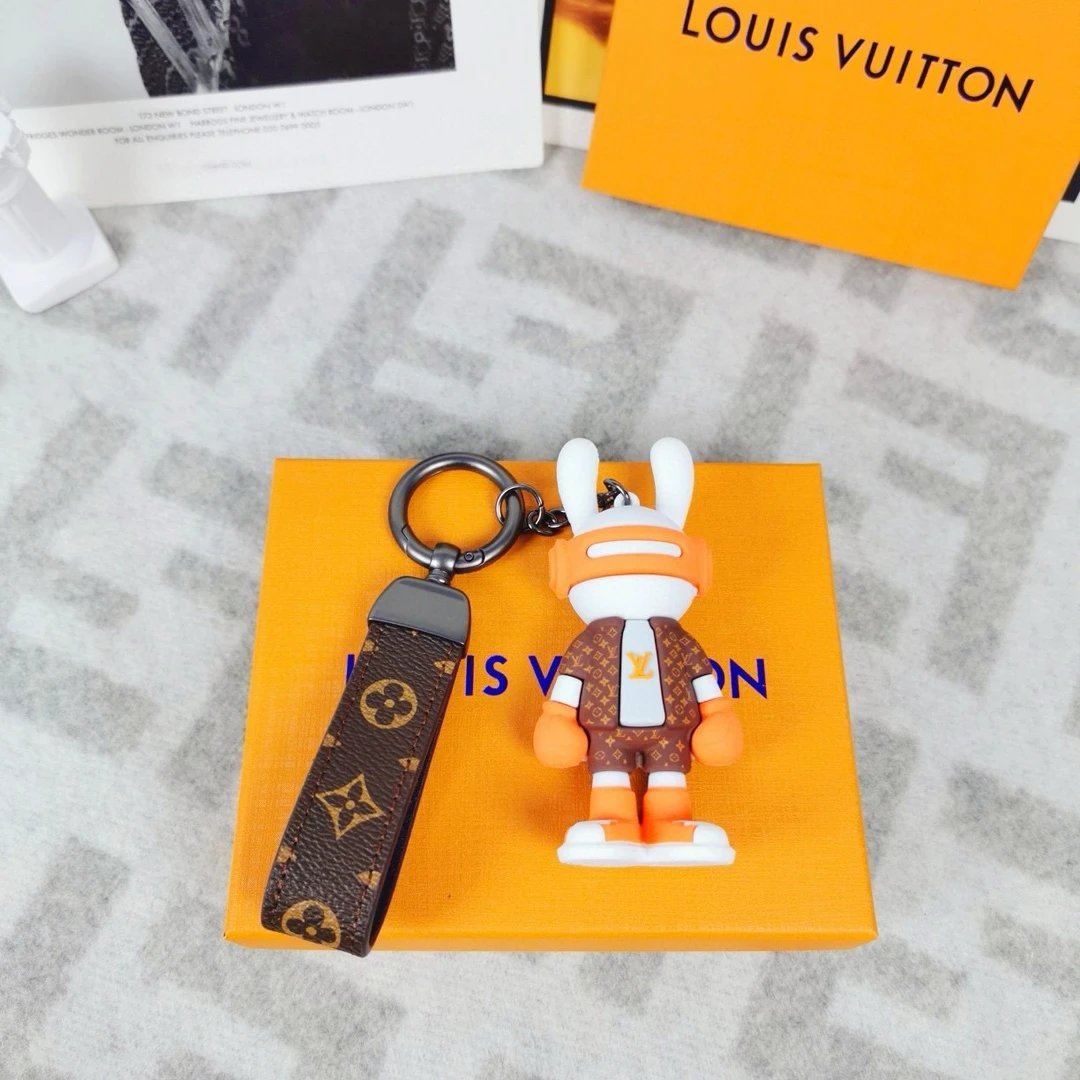 Louis Vuitton Crab Charm Sky Blue Monogram Leather Keychain - 26