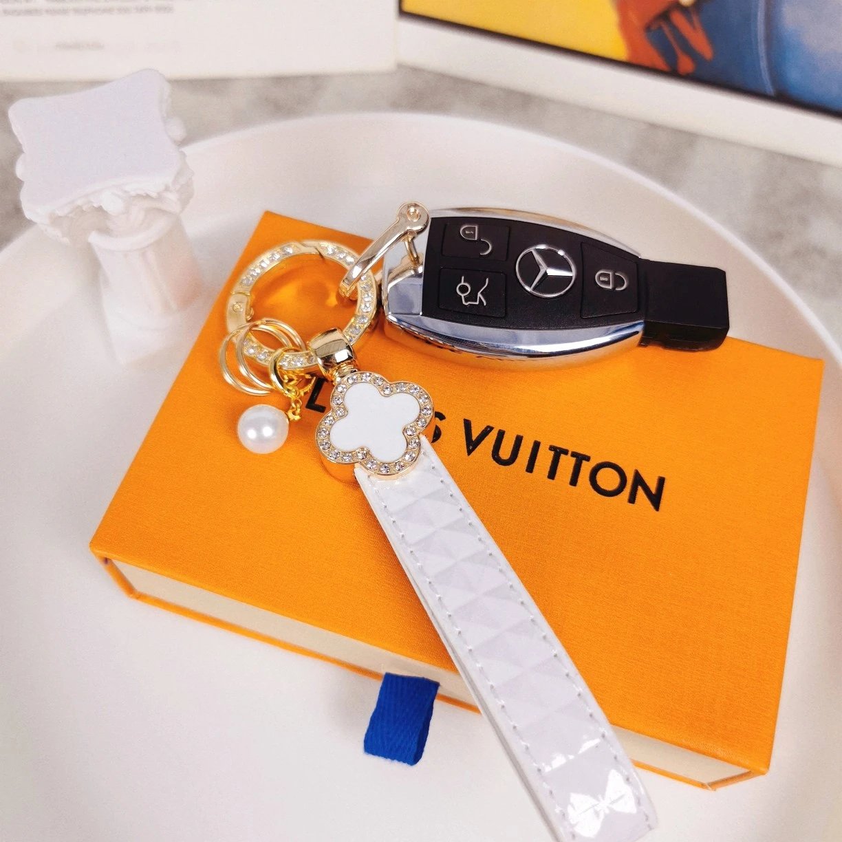 Louis Vuitton Crab Charm Sky Blue Monogram Leather Keychain - 50