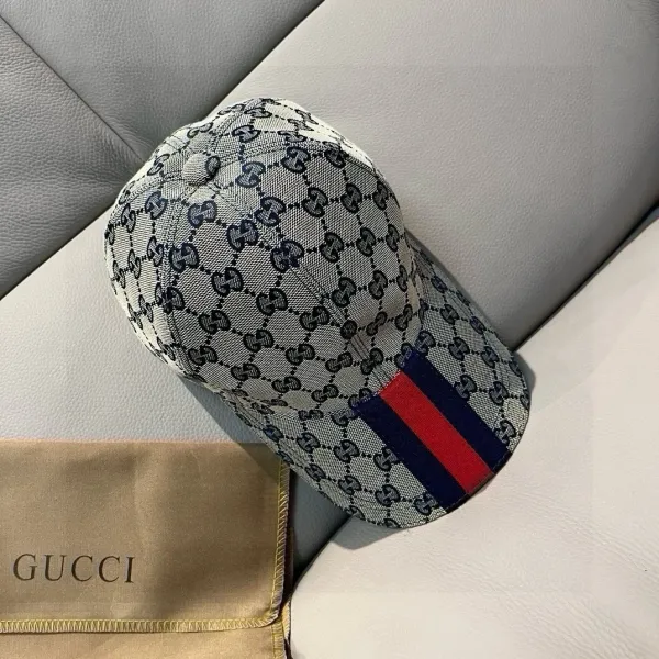 Gucci GG Supreme Baseball Cap Beige Pink Logo Hat - 57