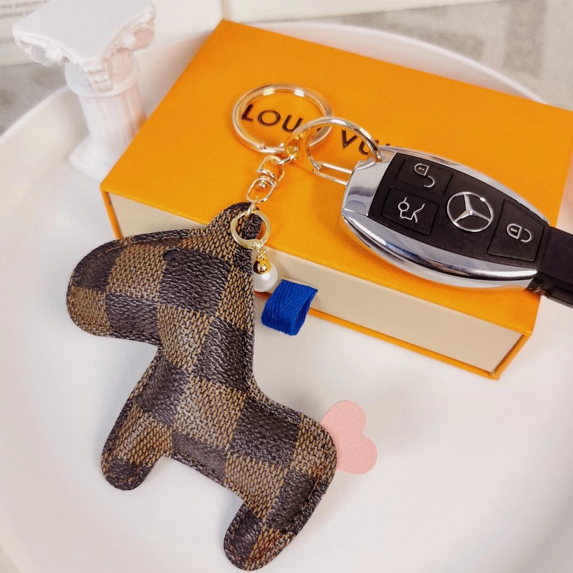 Louis Vuitton Crab Charm Sky Blue Monogram Leather Keychain - 84