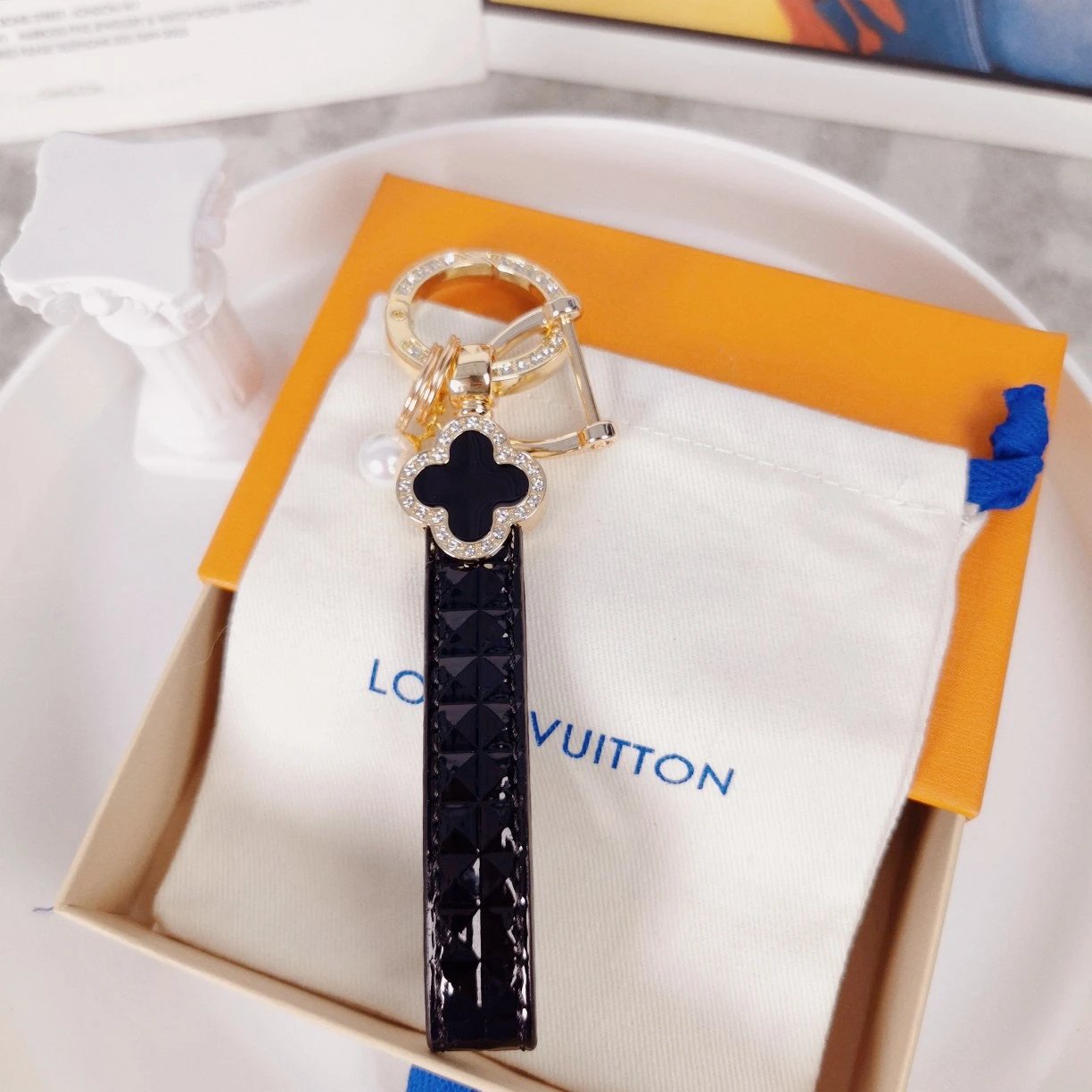 Louis Vuitton Crab Charm Sky Blue Monogram Leather Keychain - 47