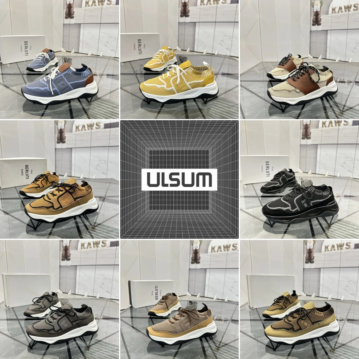 2025ss ULSUM store B Knitted and Shadow Knitted and leather sports shoes