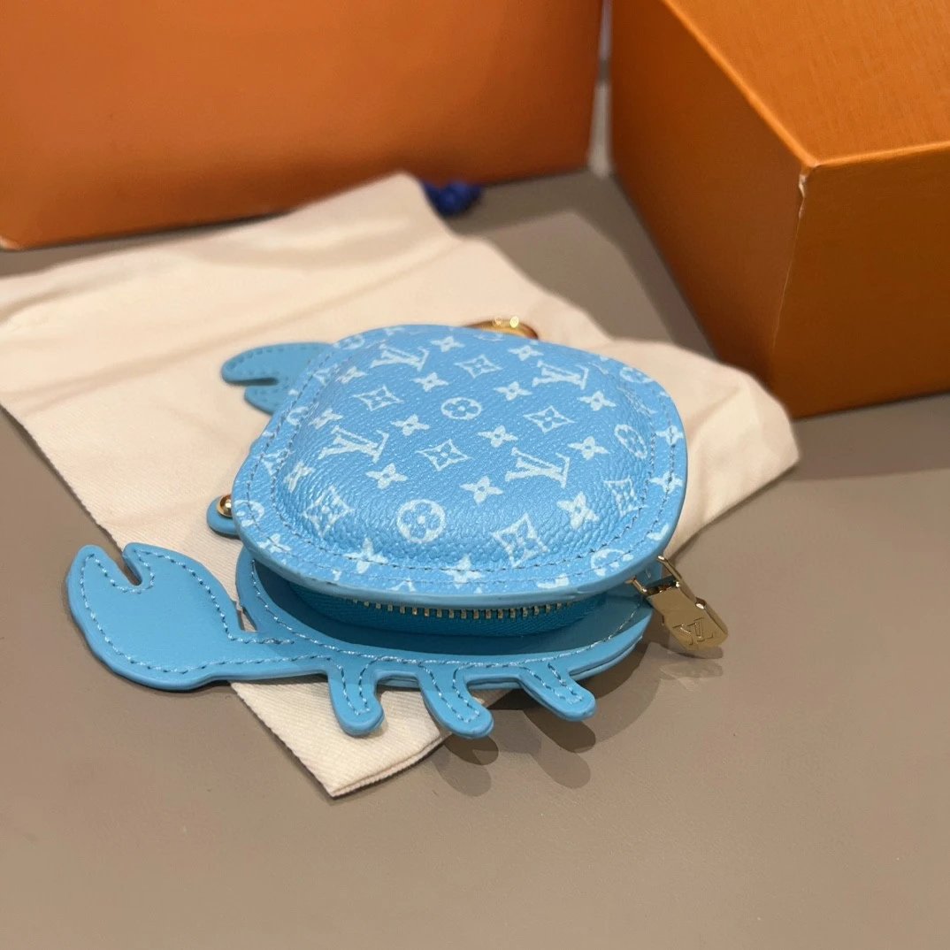 Louis Vuitton Crab Charm Sky Blue Monogram Leather Keychain - 17