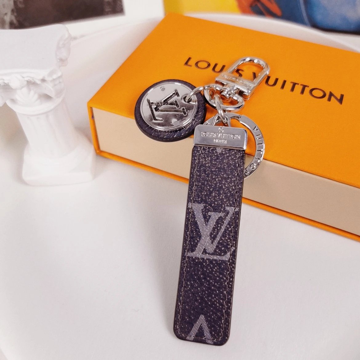 Louis Vuitton Crab Charm Sky Blue Monogram Leather Keychain - 65