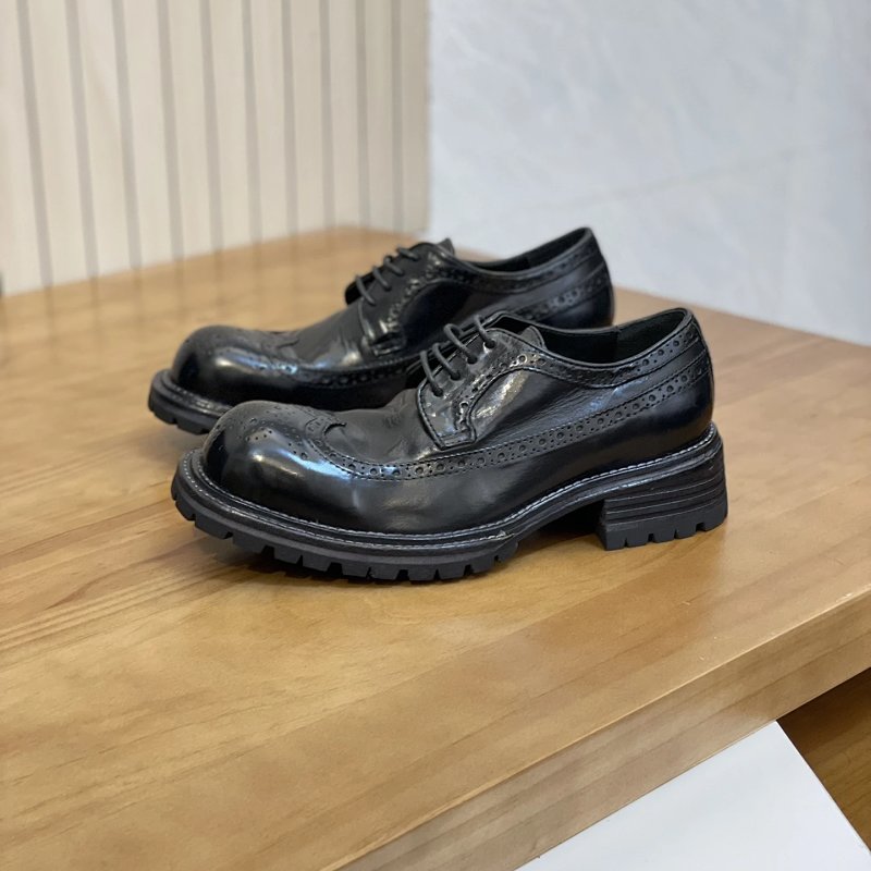 Brogue Derby Shoes Tan Leather with Chunky Lug Sole