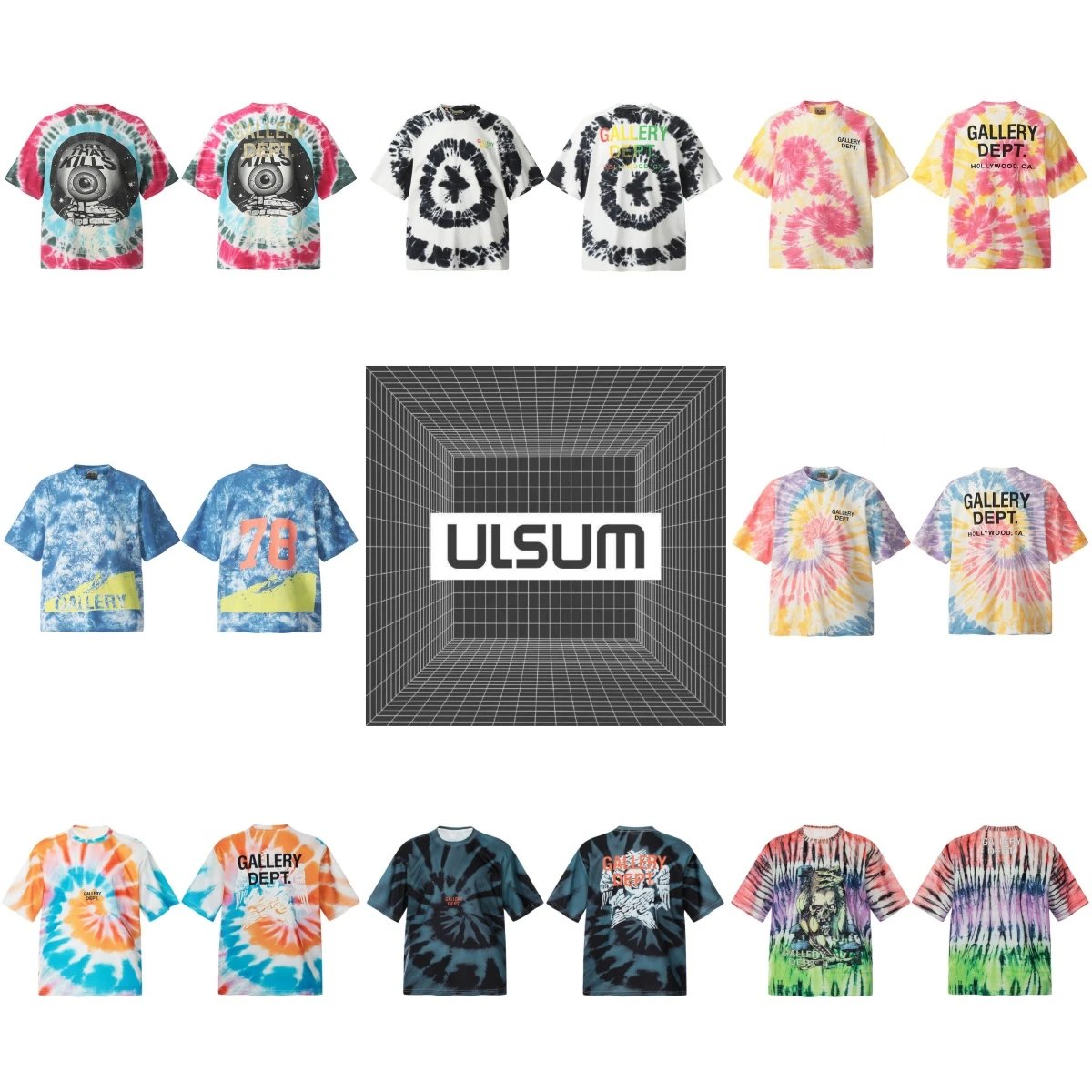 2025ss GALLERY DEPTTie dye washed vintage printed short sleeved shirt 1