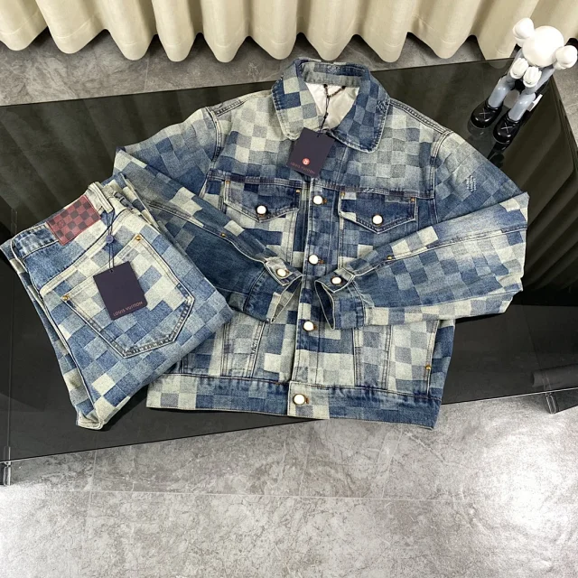 Louis Vuitton Jackets Denim jacket with checkerboard pattern product detail image 12