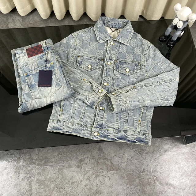 Louis Vuitton Jackets Denim jacket with checkerboard pattern product detail image 13