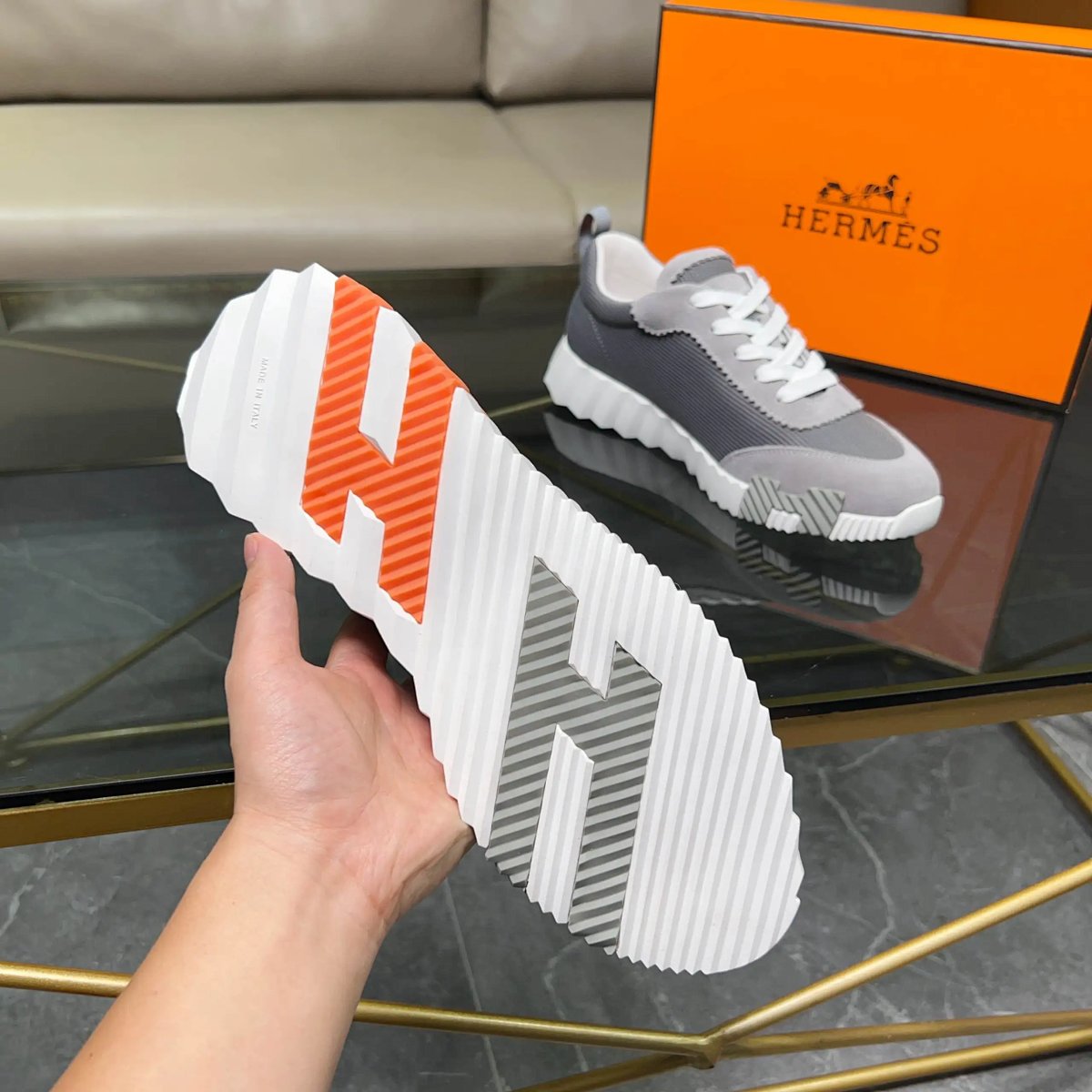 Hermès H-Boot Sneakers Navy Blue Mesh Sneakers Chunky Sneakers product detail 28 in Litbuy spreadsheet finds