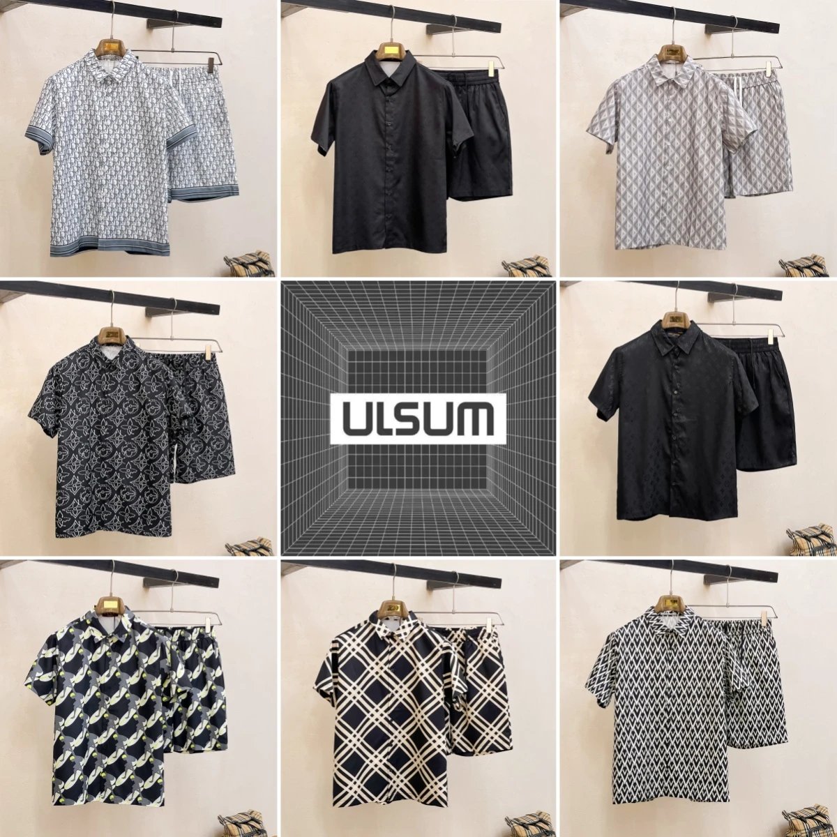 2025ss ULSUM Printed collar short sleeved shirt set