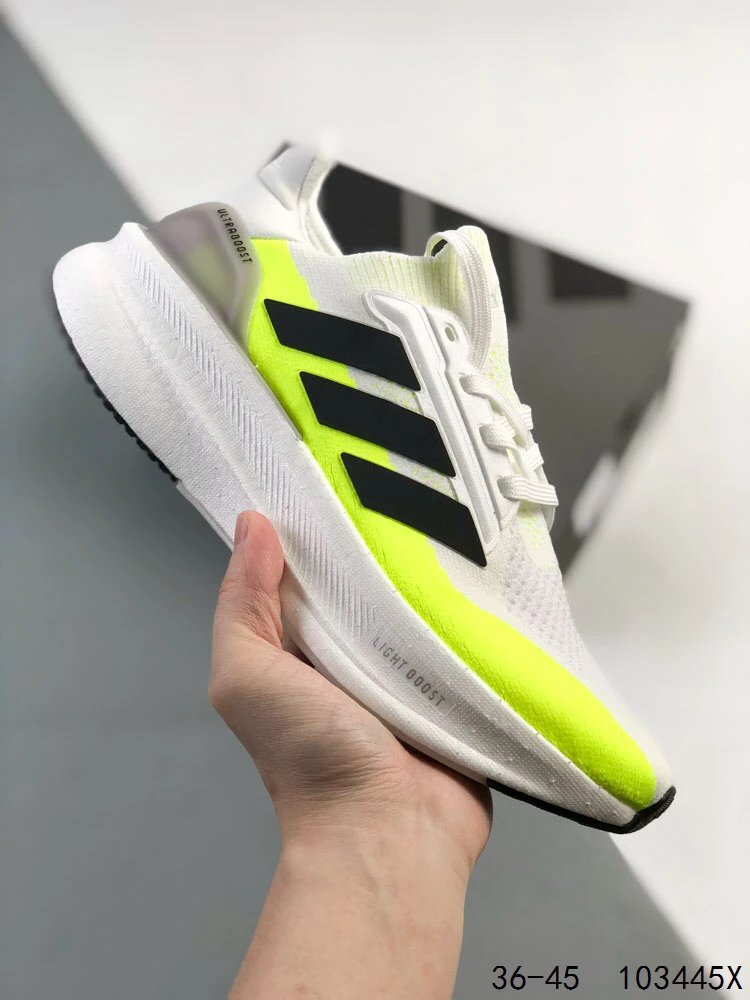 Adidas Light Boost White Neon Yellow Running Shoes