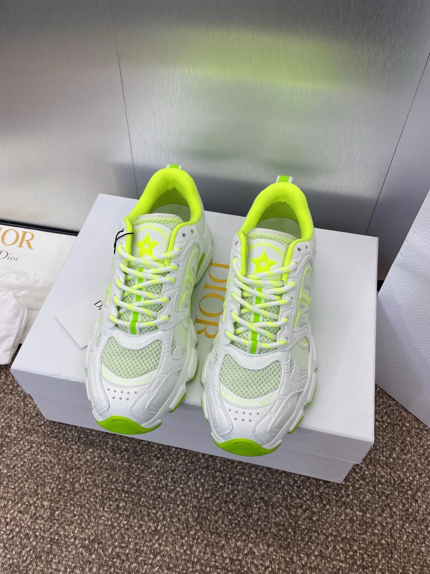 Dior White Green Mesh Chunky Dad Sneakers Unisex Shoes