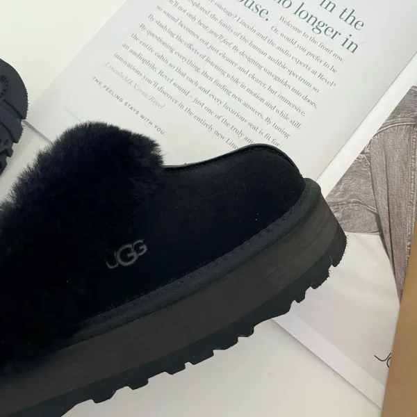 UGG Fluff Platform Slippers Beige Sheepskin Slippers - 11