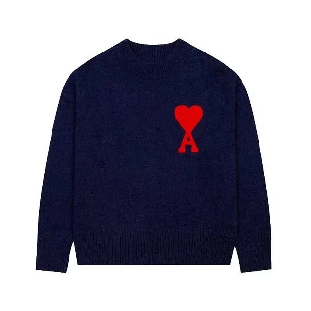 Ami Paris Ami de Coeur Crewneck Sweater Navy