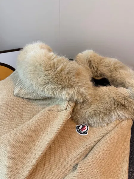 Moncler Hooded Knit Sweater Beige - 5