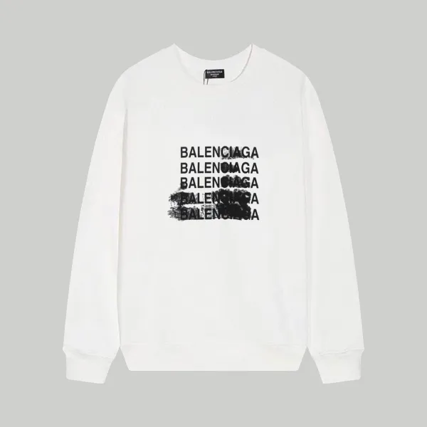 Balenciaga Repeat Logo Print White Hoodie - 1