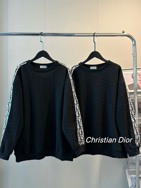 Dior Oblique Cable Knit Sweatshirt Black - 1