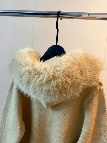 Moncler Hooded Knit Sweater Beige - 9