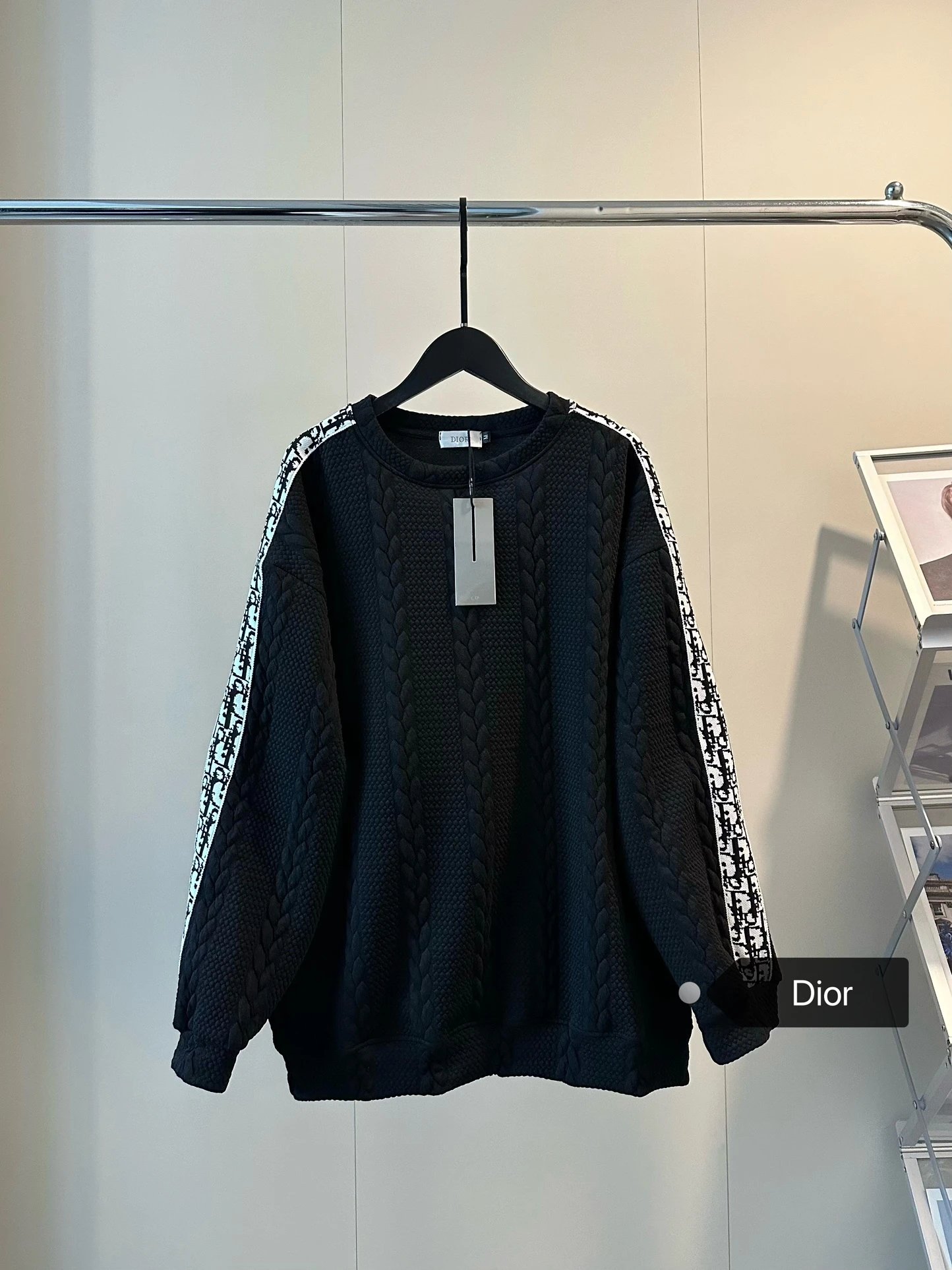 Dior Oblique Cable Knit Sweatshirt Black - 7