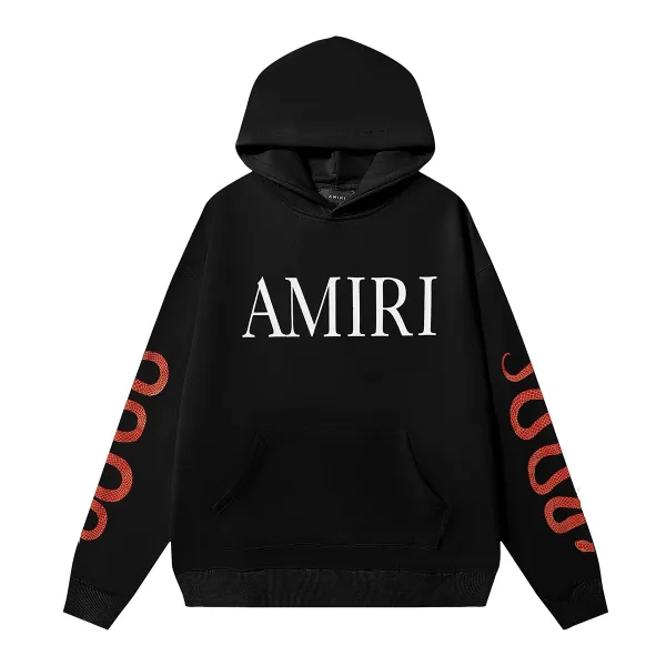 Amiri Snake Print Logo Hoodie Black - 1